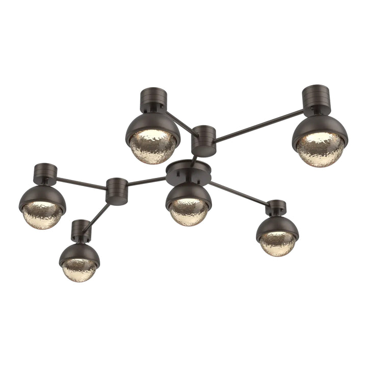 Cabochon Hub &amp; Spoke by Hammerton Studio 6 Light Linear in Flat Bronze with Amber glass