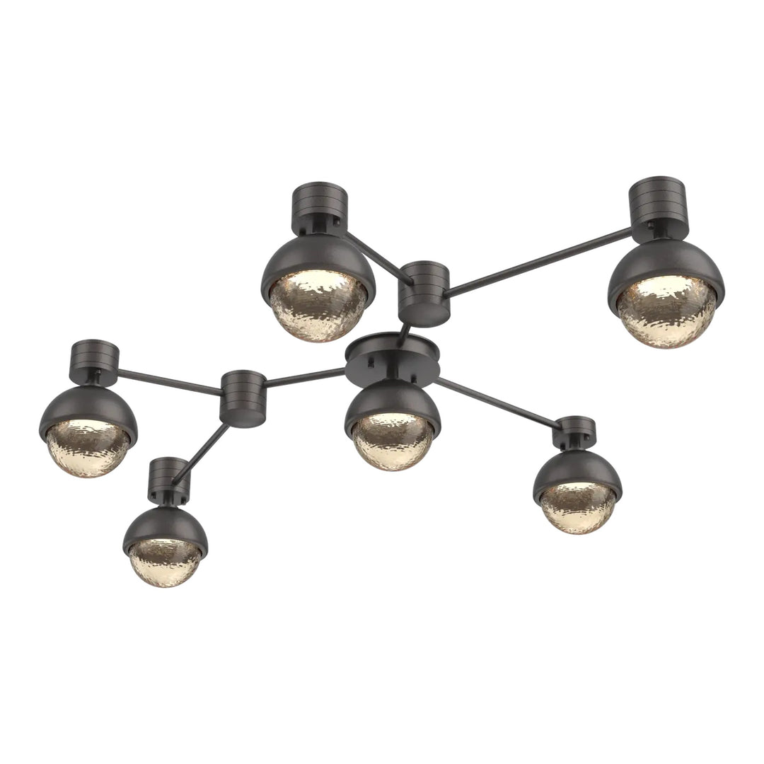 Cabochon Hub &amp; Spoke by Hammerton Studio 6 Light Linear in Graphite with Amber glass