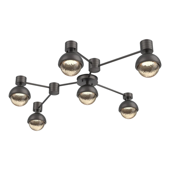 Cabochon Hub &amp; Spoke by Hammerton Studio 6 Light Linear in Graphite with Amber glass