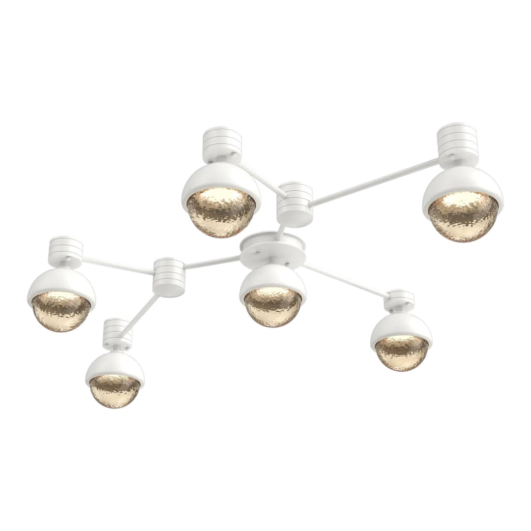 Cabochon Hub &amp; Spoke by Hammerton Studio 6 Light Linear in Salt White with Amber glass