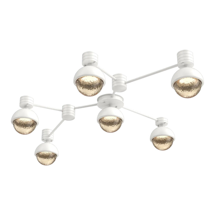 Cabochon Hub &amp; Spoke by Hammerton Studio 6 Light Linear in Salt White with Amber glass