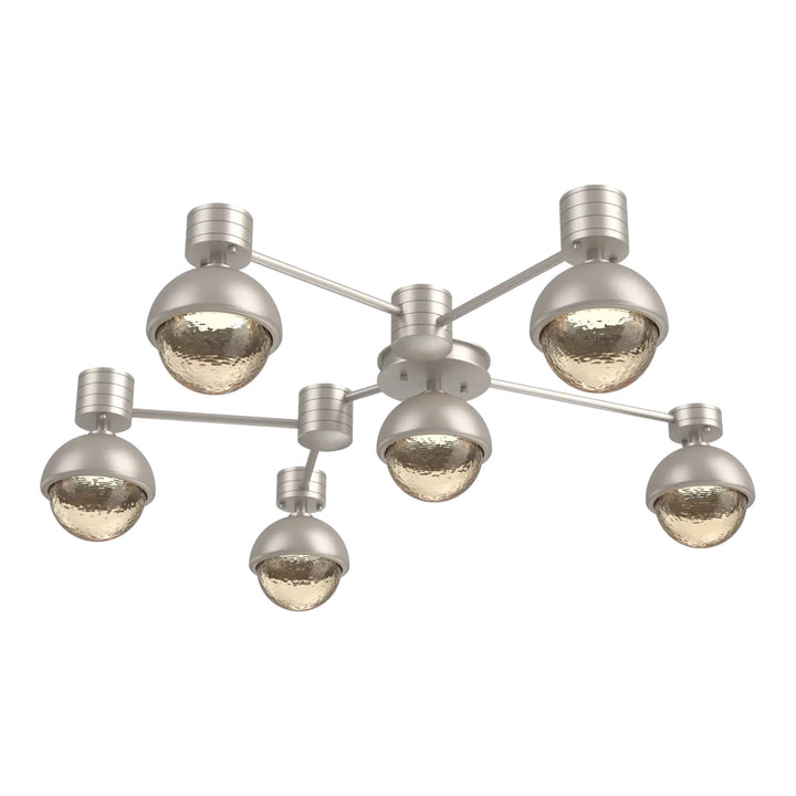 Cabochon Hub &amp; Spoke by Hammerton Studio 6 Light Round in Beige Silver with Amber glass