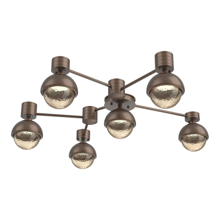 Cabochon Hub &amp; Spoke by Hammerton Studio 6 Light Round in Burnished Bronze with Amber glass