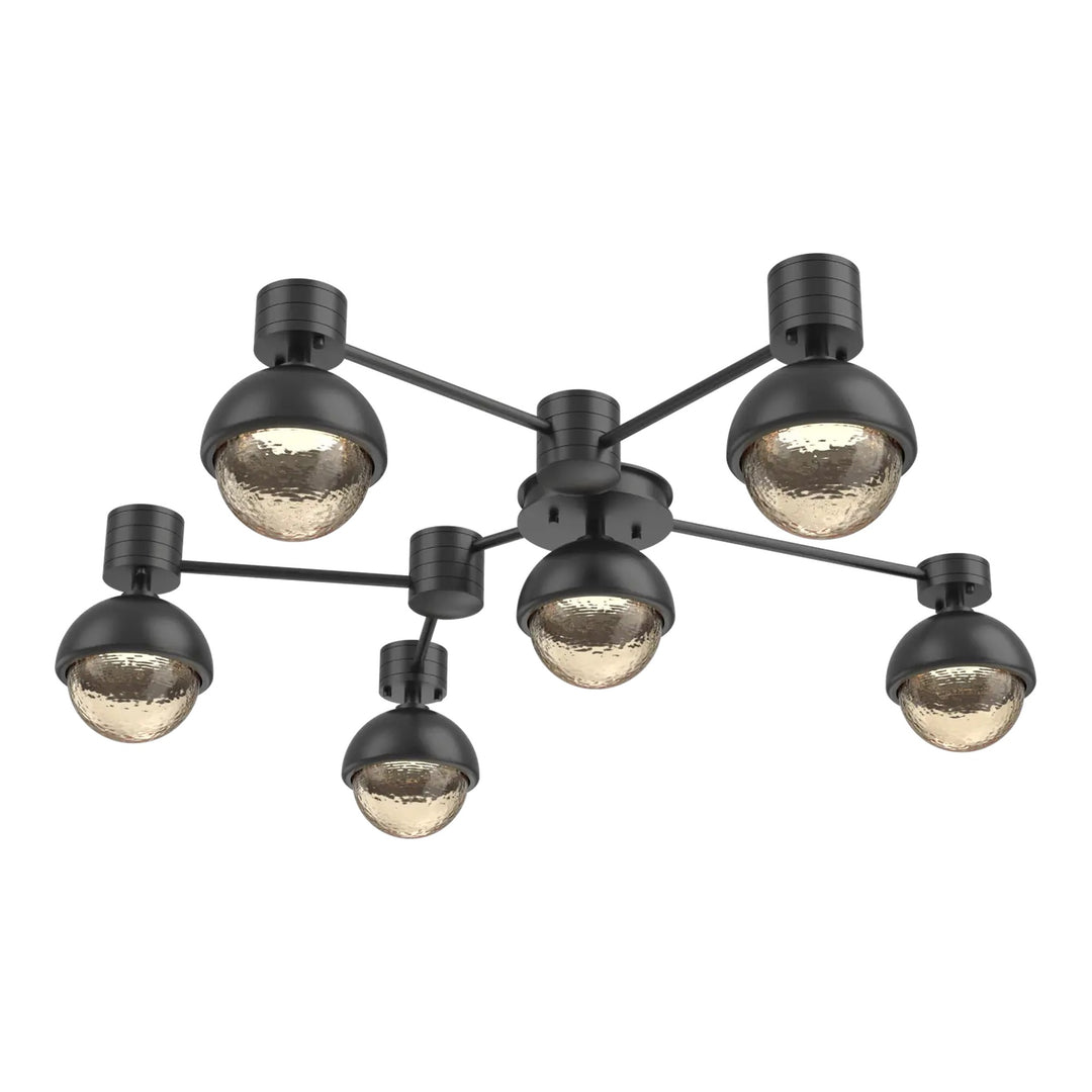 Cabochon Hub &amp; Spoke by Hammerton Studio 6 Light Round in Matte Black with Amber glass