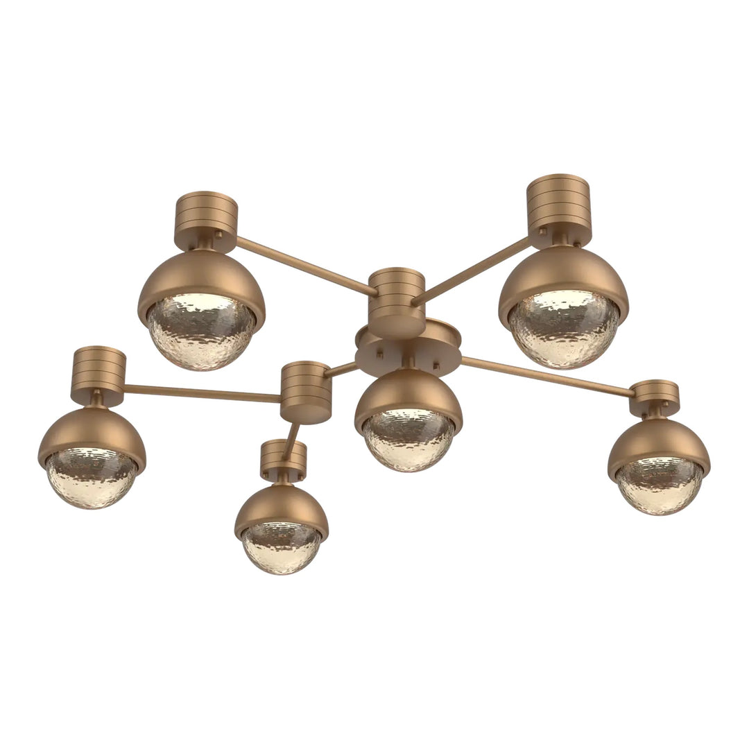 Cabochon Hub &amp; Spoke by Hammerton Studio 6 Light Round in Novel Brass with Amber glass