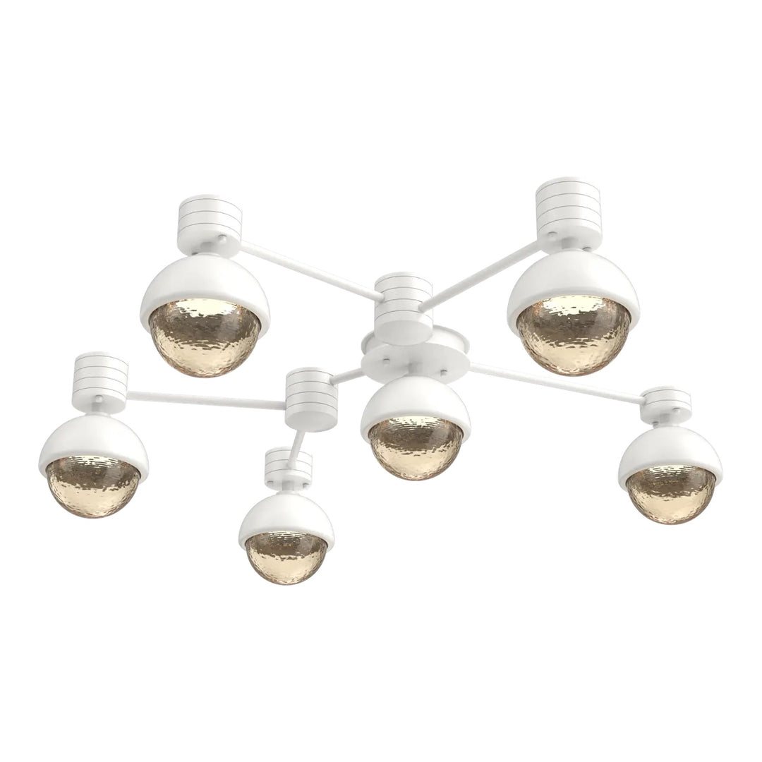 Cabochon Hub &amp; Spoke by Hammerton Studio 6 Light Round in Salt White with Amber glass