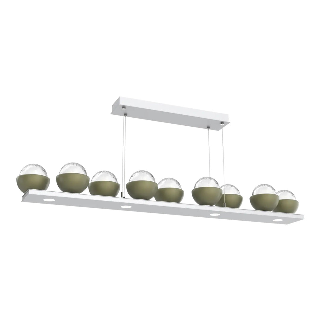 Cabochon Linear Chandelier by Hammerton Studio with Sage Green accent
