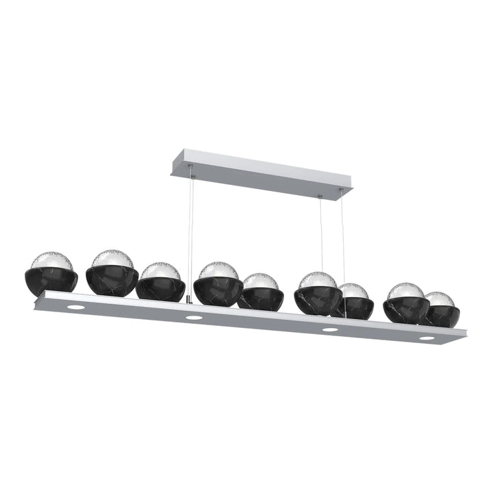 Cabochon Linear Chandelier by Hammerton Studio Large in Classic Silver with Clear glass
