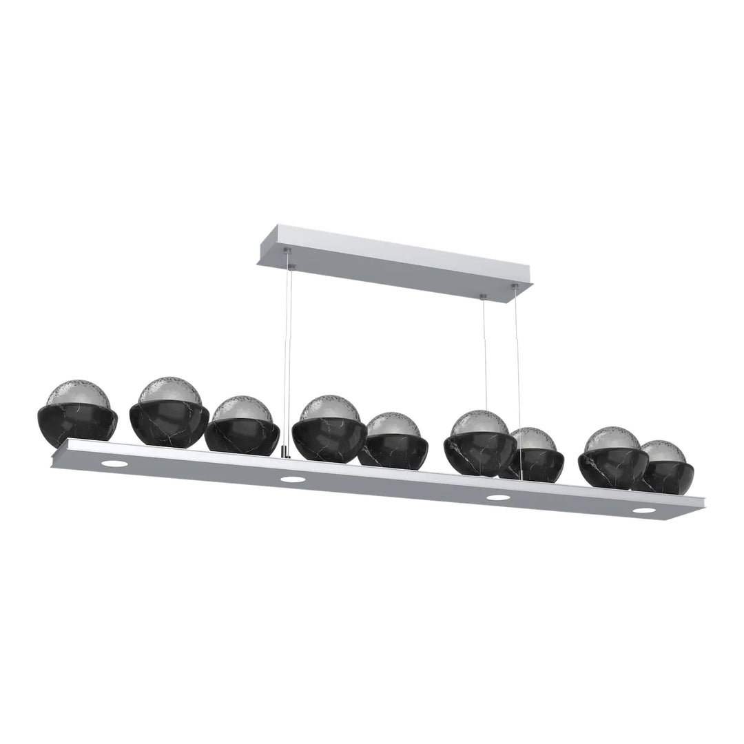Cabochon Linear Chandelier by Hammerton Studio in Classic Silver with Smoke glass