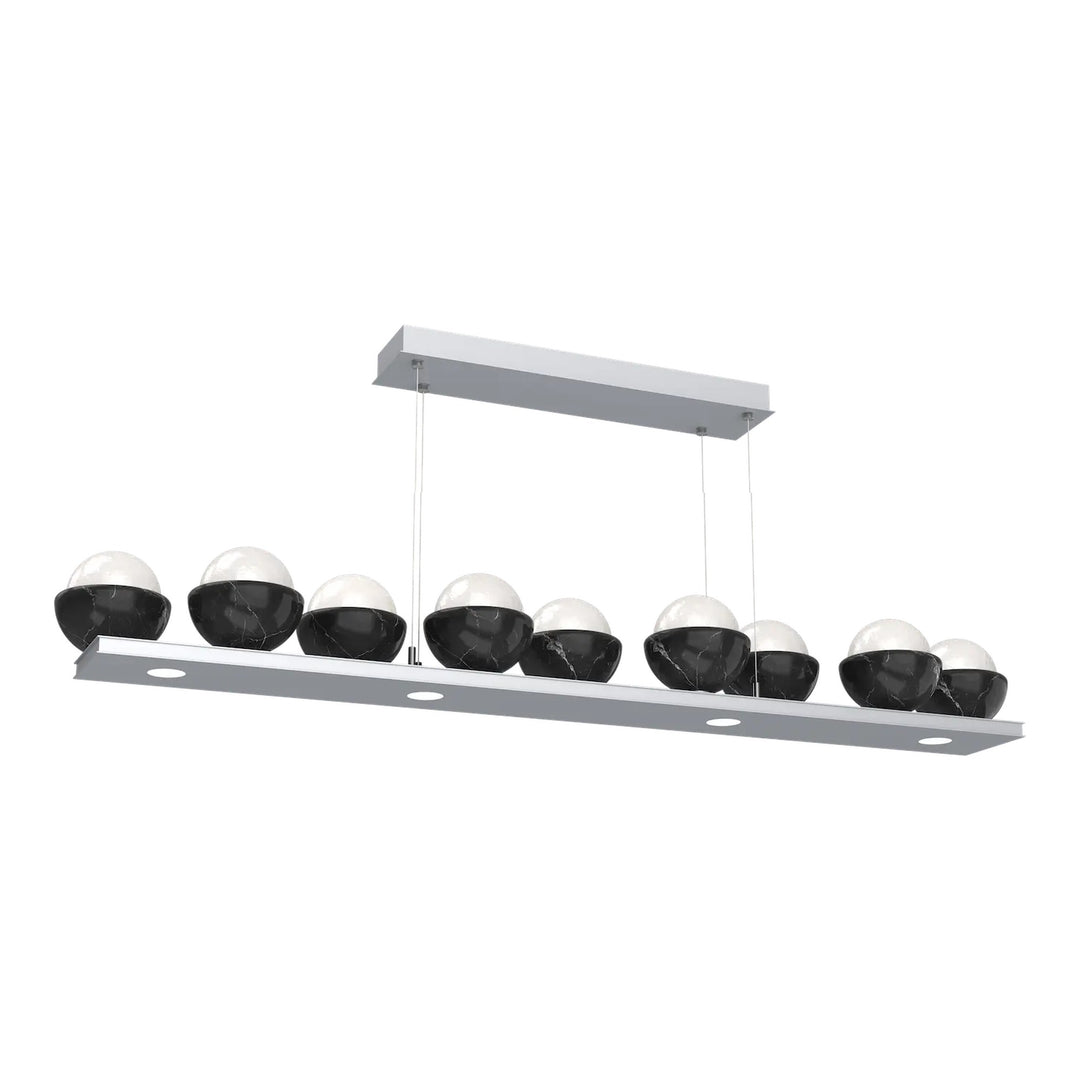 Cabochon Linear Chandelier by Hammerton Studio in Classic Silver with White glass