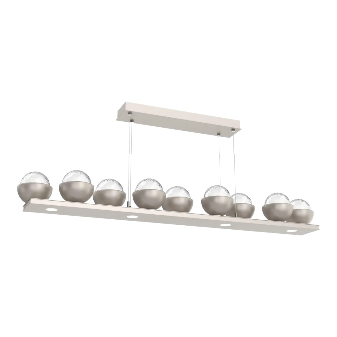 Cabochon Linear Chandelier by Hammerton Studio Large in Beige Silver with Clear glass