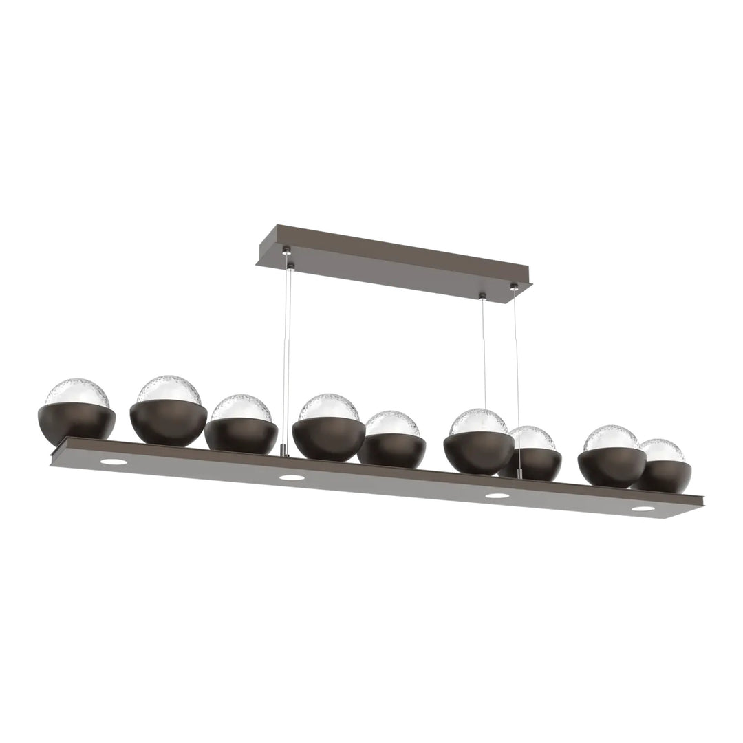 Cabochon Linear Chandelier by Hammerton Studio Large in Flat Bronze with Clear glass