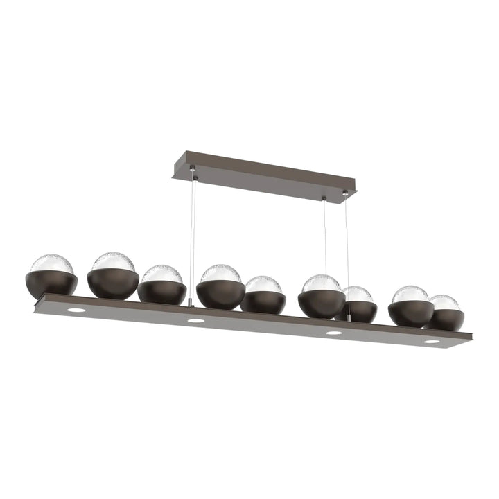 Cabochon Linear Chandelier by Hammerton Studio Large in Flat Bronze with Clear glass