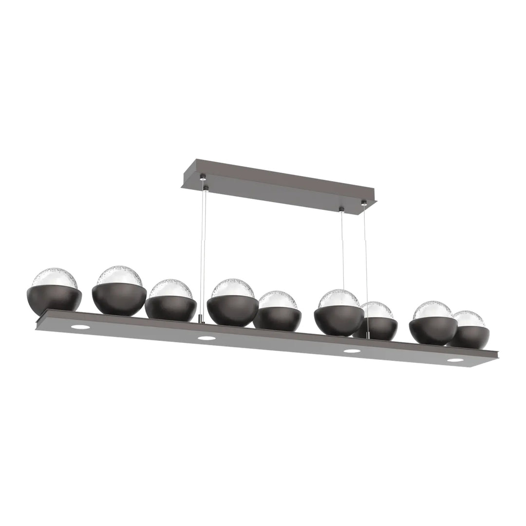 Cabochon Linear Chandelier by Hammerton Studio Large in Graphite with Clear glass