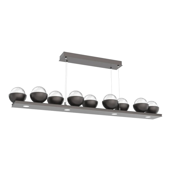 Cabochon Linear Chandelier by Hammerton Studio Large in Graphite with Clear glass