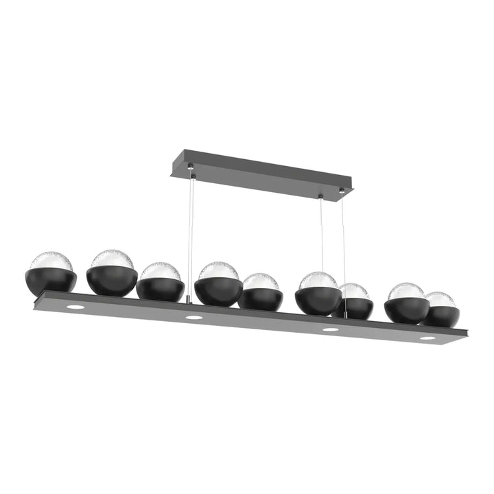 Cabochon Linear Chandelier by Hammerton Studio Large in Matte Black with Clear glass