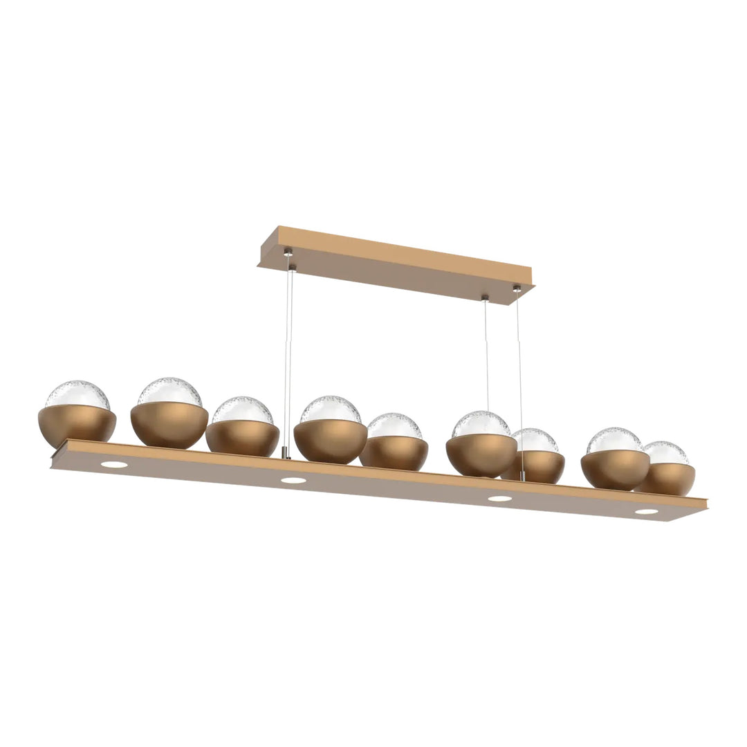 Cabochon Linear Chandelier by Hammerton Studio Large in Novel Brass with Clear glass