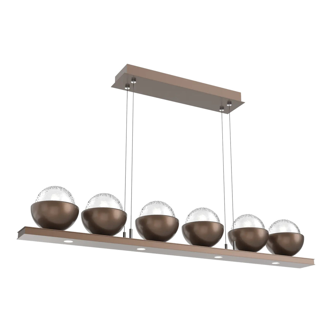 Cabochon Linear Chandelier by Hammerton Studio Medium in Burnished Bronze with Clear glass