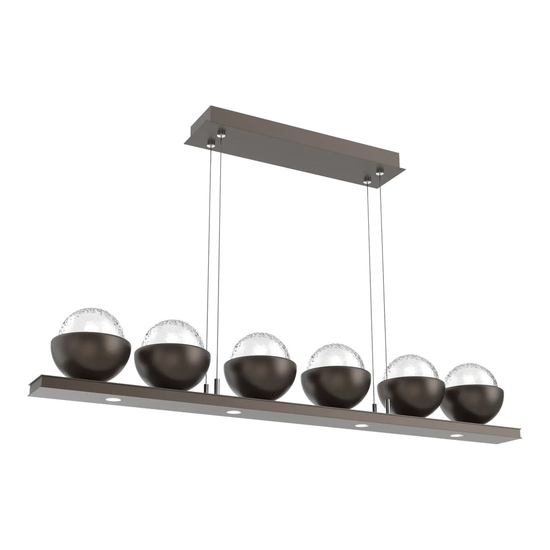 Cabochon Linear Chandelier by Hammerton Studio Medium in Flat Bronze with Clear glass