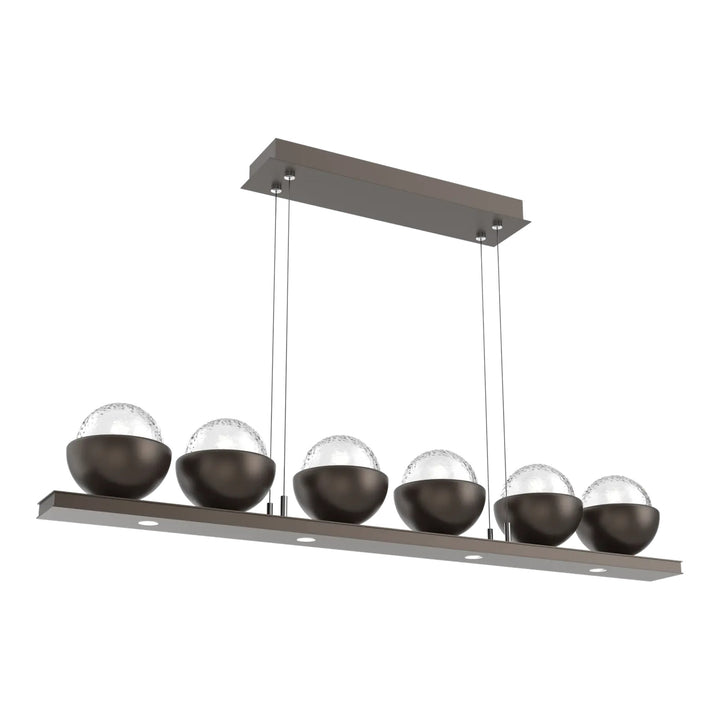 Cabochon Linear Chandelier by Hammerton Studio Medium in Flat Bronze with Clear glass