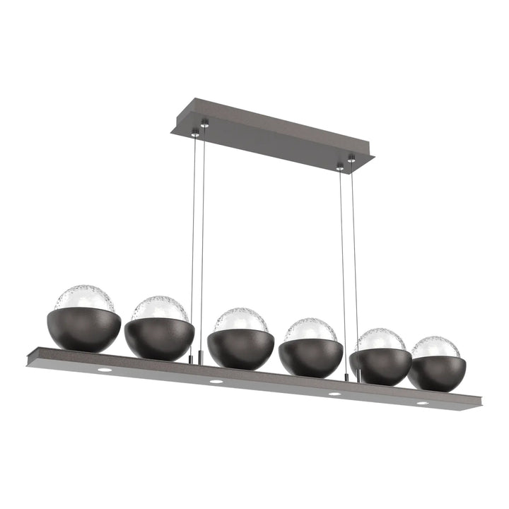 Cabochon Linear Chandelier by Hammerton Studio Medium in Graphite with Clear glass