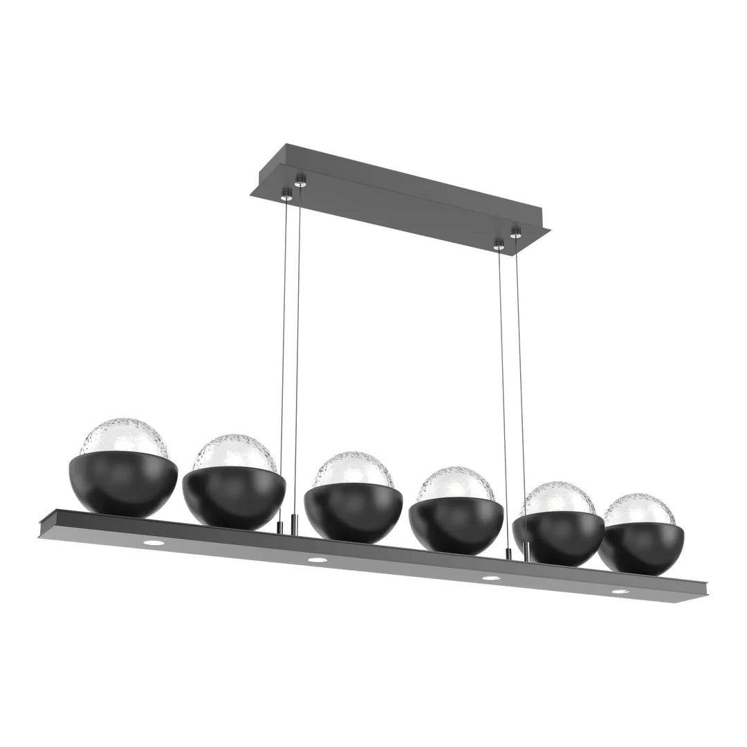 Cabochon Linear Chandelier by Hammerton Studio Medium in Matte Black with Clear glass