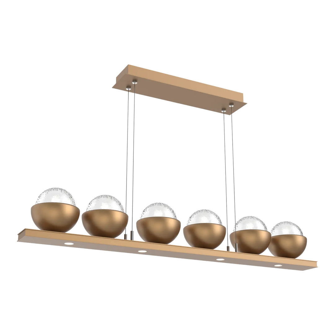 Cabochon Linear Chandelier by Hammerton Studio Medium in Novel Brass with Clear glass