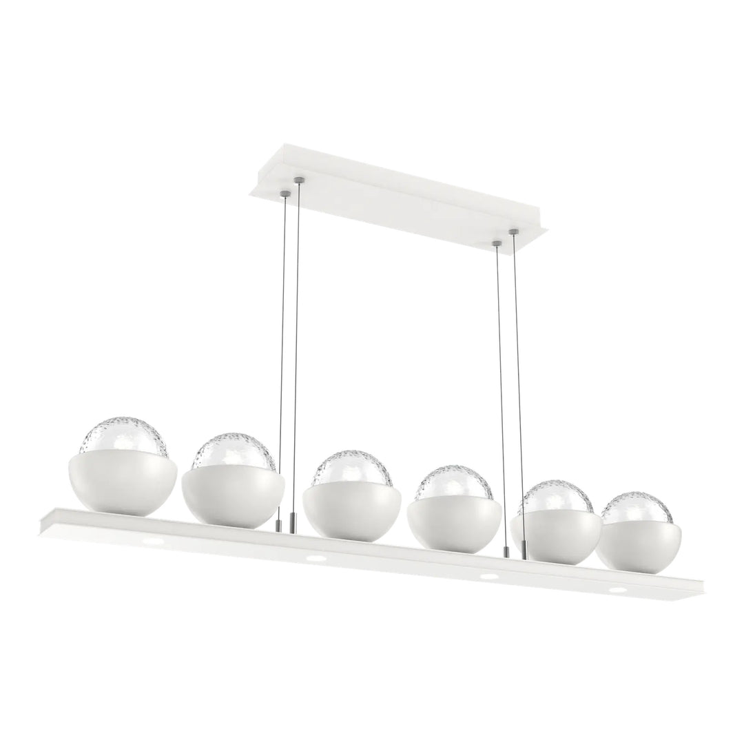 Cabochon Linear Chandelier by Hammerton Studio Medium in Salt White with Clear glass