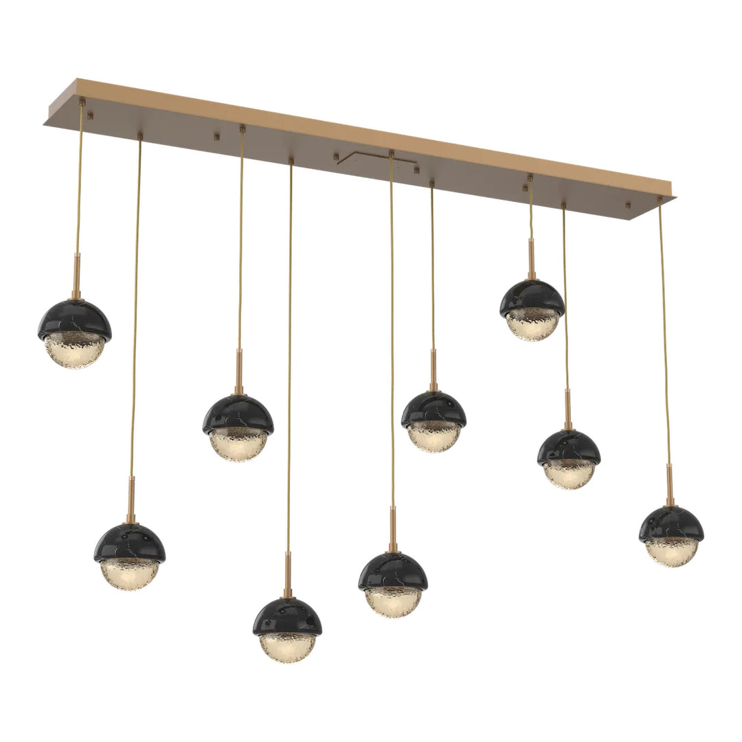 Cabochon Linear Pendant Chandelier by Hammerton Studio with Black Marble accent