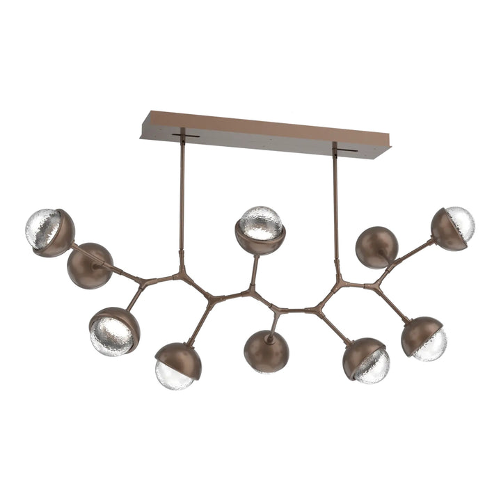 Cabochon Modern Branch Chandelier by Hammerton Studio 10 Lights in Burnished Bronze with Clear glass