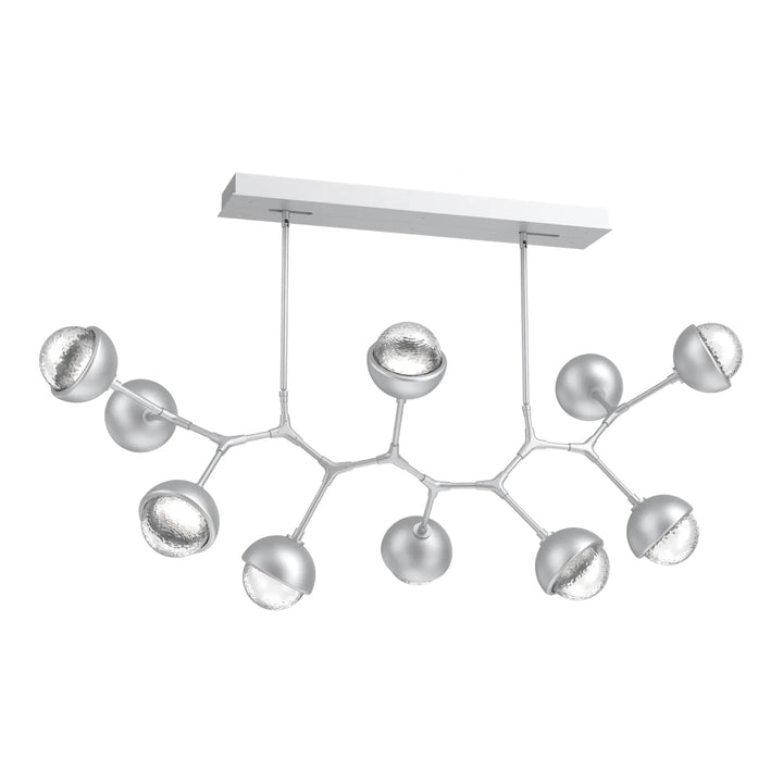 Cabochon Modern Branch Chandelier by Hammerton Studio 10 Lights in Classic Silver with Clear glass