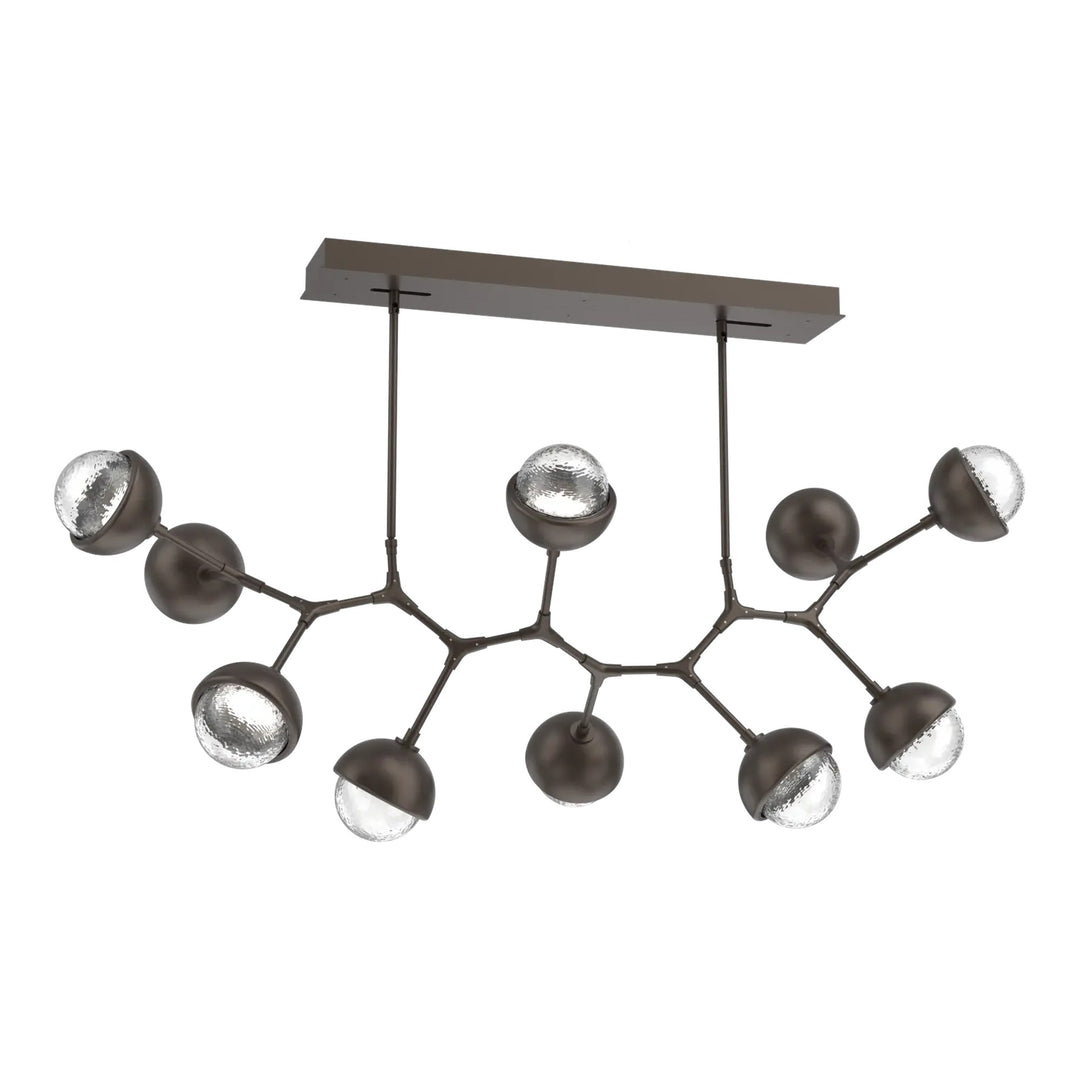Cabochon Modern Branch Chandelier by Hammerton Studio 10 Lights in Flat Bronze with Clear glass