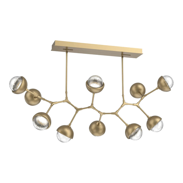 Cabochon Modern Branch Chandelier by Hammerton Studio 10 Lights in Gilded Brass with Clear glass