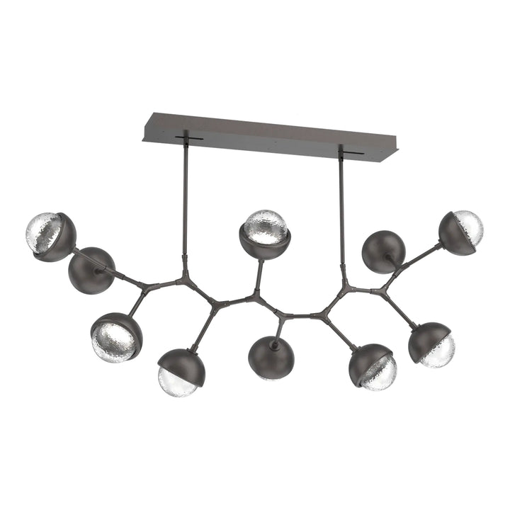 Cabochon Modern Branch Chandelier by Hammerton Studio 10 Lights in Graphite with Clear glass