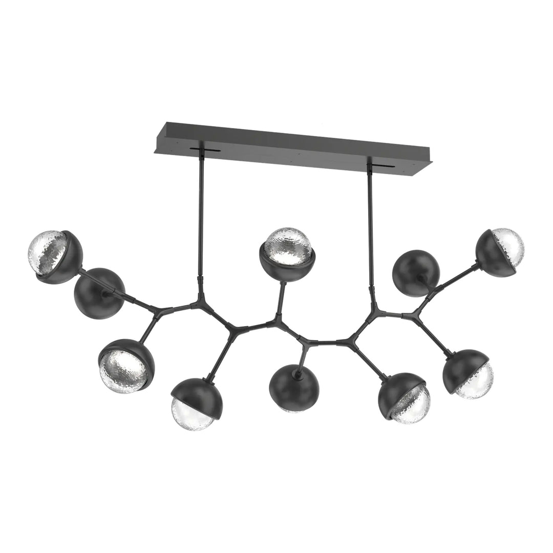 Cabochon Modern Branch Chandelier by Hammerton Studio 10 Lights in Matte Black with Clear glass