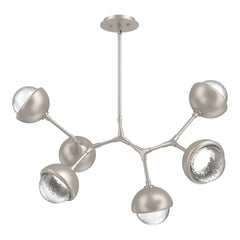 Cabochon Modern Branch Chandelier by Hammerton Studio 6 Lights in Beige Silver with Clear glass