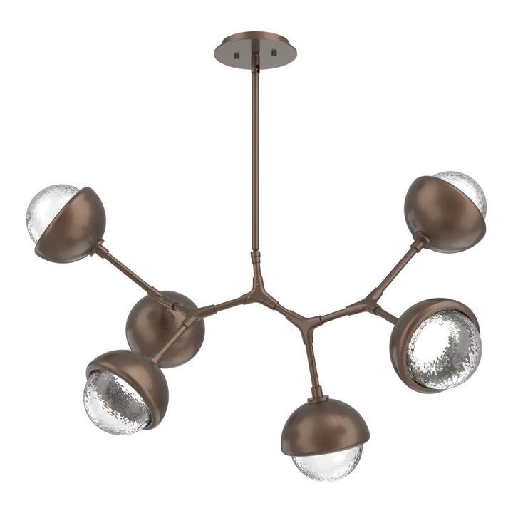 Cabochon Modern Branch Chandelier by Hammerton Studio 6 Lights in Burnished Bronze with Clear glass