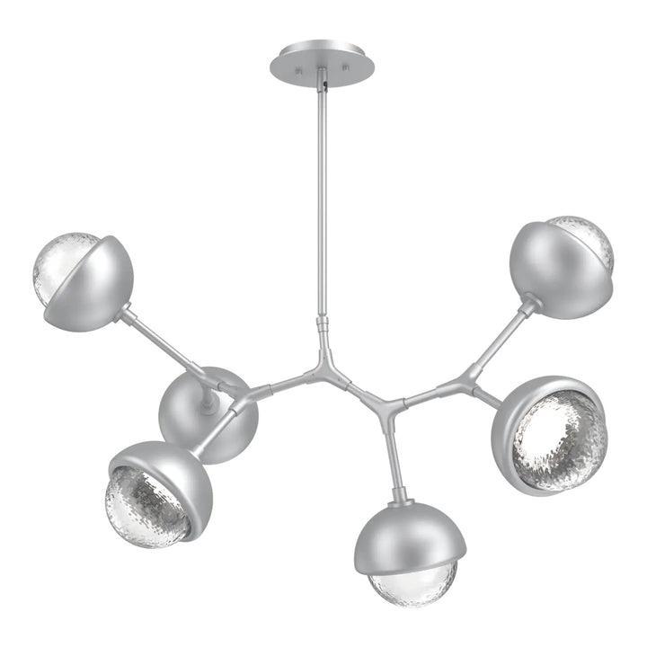 Cabochon Modern Branch Chandelier by Hammerton Studio 6 Lights in Classic Silver with Clear glass