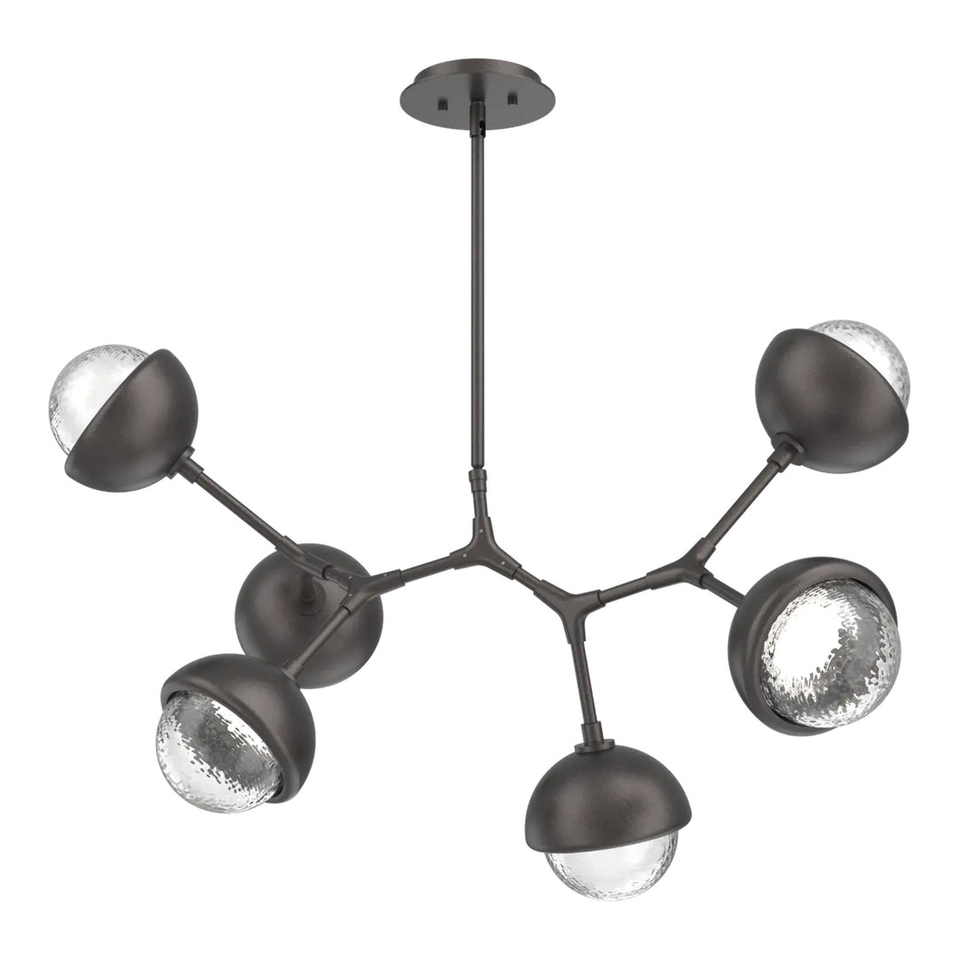 Cabochon Modern Branch Chandelier by Hammerton Studio 6 Lights in Graphite with Clear glass