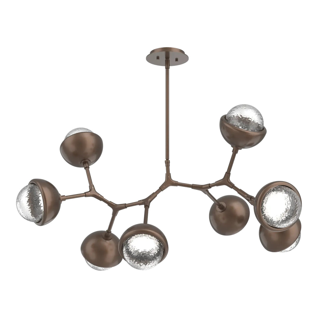 Cabochon Modern Branch Chandelier by Hammerton Studio 8 Lights in Burnished Bronze with Clear glass