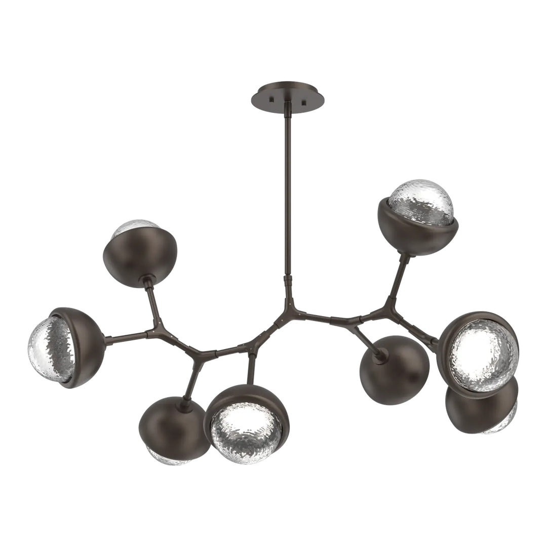 Cabochon Modern Branch Chandelier by Hammerton Studio 8 Lights in Flat Bronze with Clear glass
