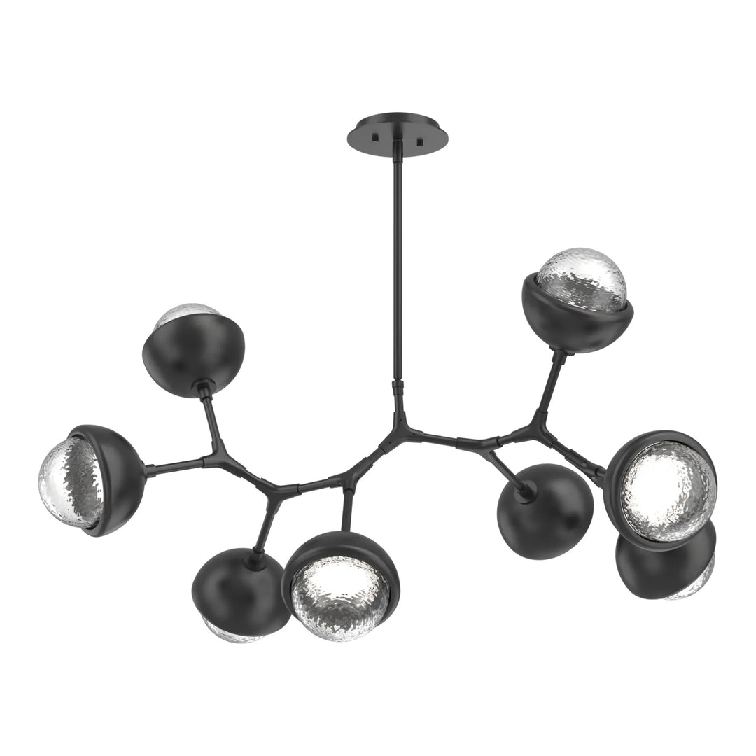 Cabochon Modern Branch Chandelier by Hammerton Studio 8 Lights in Matte Black with Clear glass