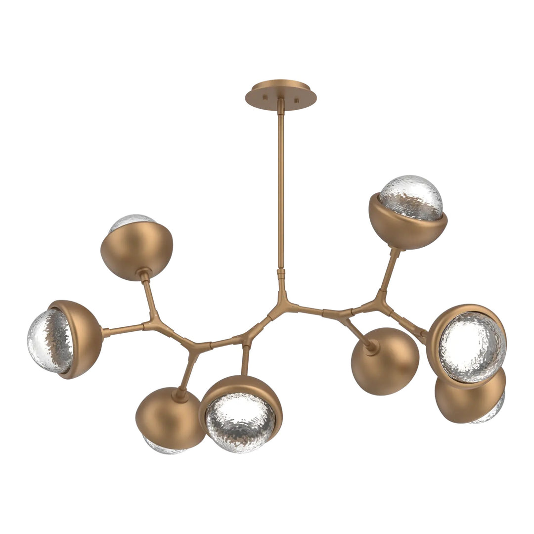 Cabochon Modern Branch Chandelier by Hammerton Studio 8 Lights in Novel Brass with Clear glass