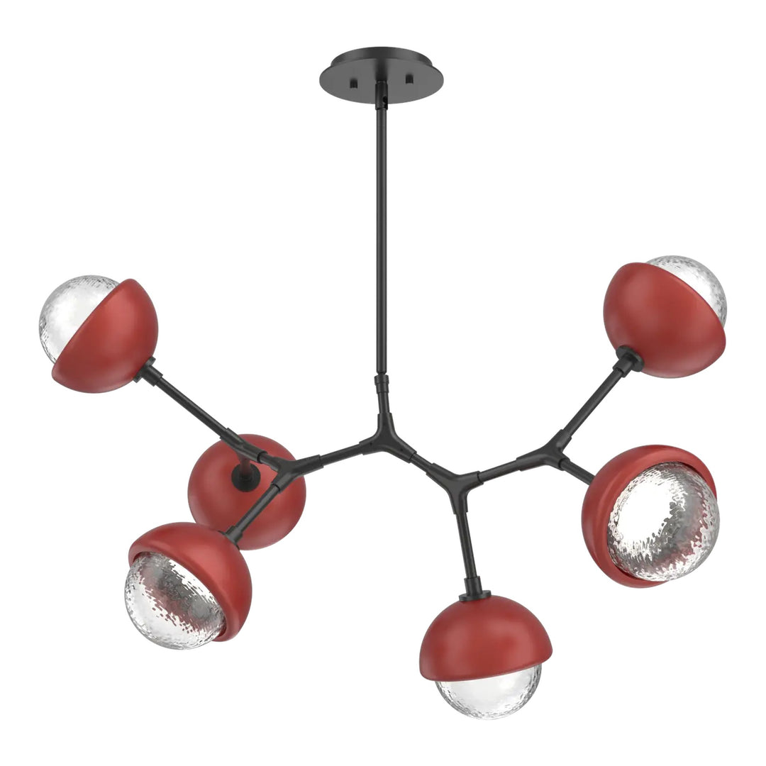 Cabochon Modern Branch Chandelier by Hammerton Studio with Cinnamon Red accent