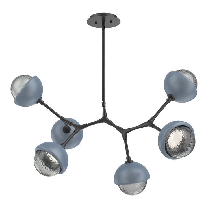 Cabochon Modern Branch Chandelier by Hammerton Studio in Matte Black with Smoke glass