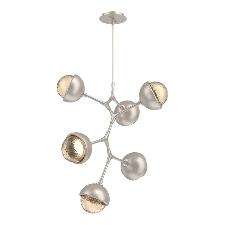 Cabochon Modern Vine Chandelier by Hammerton Studio 6 Lights in Beige Silver with Amber glass