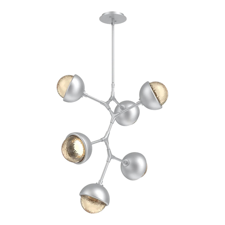 Cabochon Modern Vine Chandelier by Hammerton Studio 6 Lights in Classic Silver with Amber glass