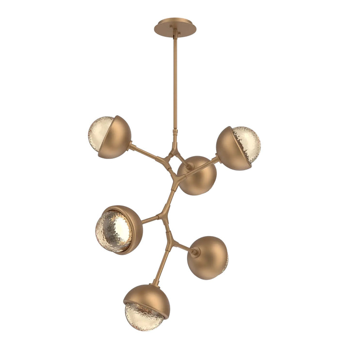 Cabochon Modern Vine Chandelier by Hammerton Studio 6 Lights in Novel Brass with Amber glass