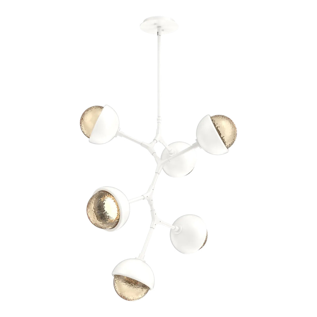 Cabochon Modern Vine Chandelier by Hammerton Studio 6 Lights in Salt White with Amber glass