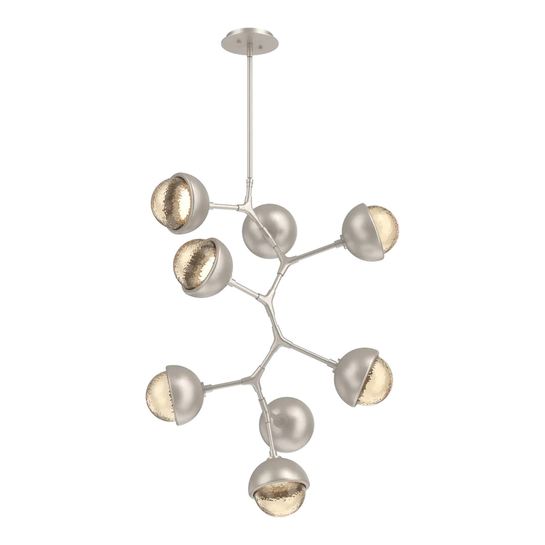 Cabochon Modern Vine Chandelier by Hammerton Studio 8 Lights in Beige Silver with Amber glass
